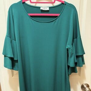 Zenana Green Tiered Ruffle Sleeve Blouse